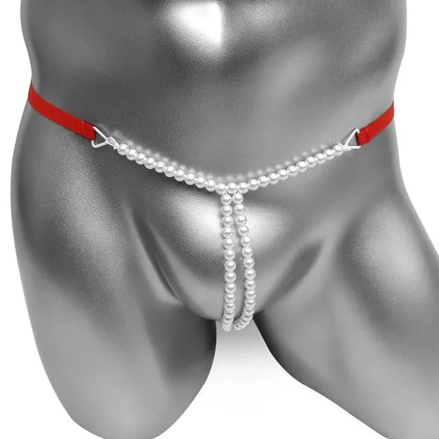 Vibrators CHASTITY CAGE CO Pearls Sissy GString