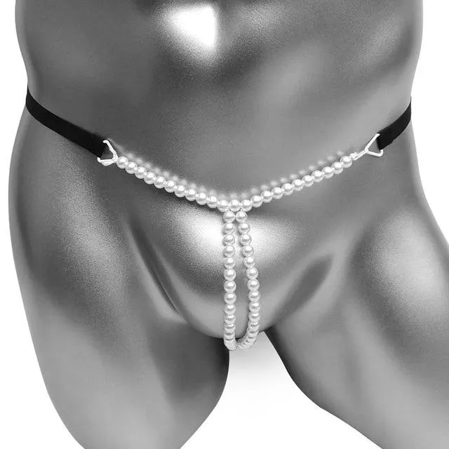 Vibrators CHASTITY CAGE CO Pearls Sissy GString