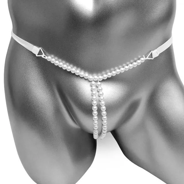 Vibrators CHASTITY CAGE CO Pearls Sissy GString