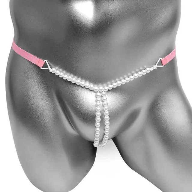Vibrators CHASTITY CAGE CO Pearls Sissy GString