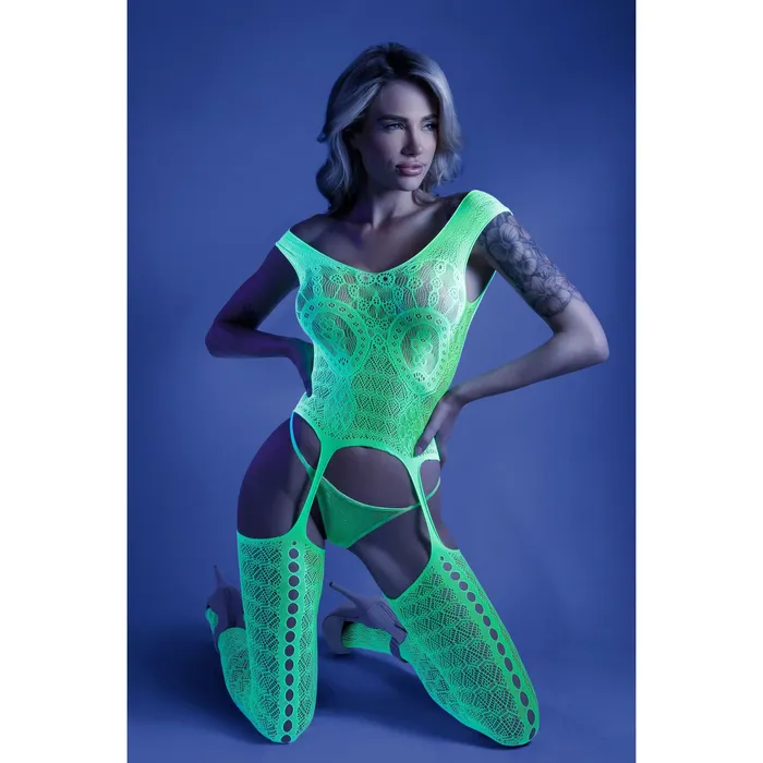 Bodystockings Playsuits Fantasy Lingerie Supersonic Mosaic Bodystocking One Size Neon Green Bodystockings Playsuits Fantasy Lingerie Supersonic Mosaic Bodystocking One Size Neon Green