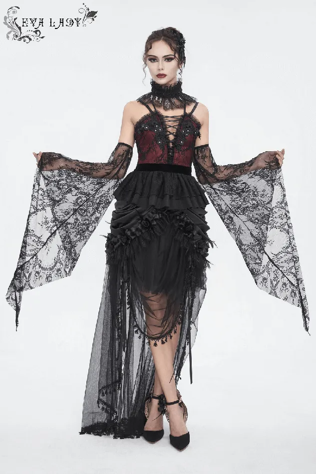 Sexy Gothic Victorian Bell Sleeve Top in Black Lace EVEs SECRETS Anal