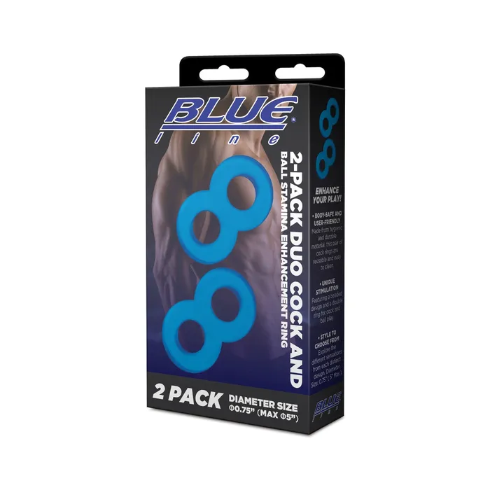 Blue Line 2 Pack Duo Cock And Ball Stamina Enhancement Cock Ring Blueline Male Sex Toys