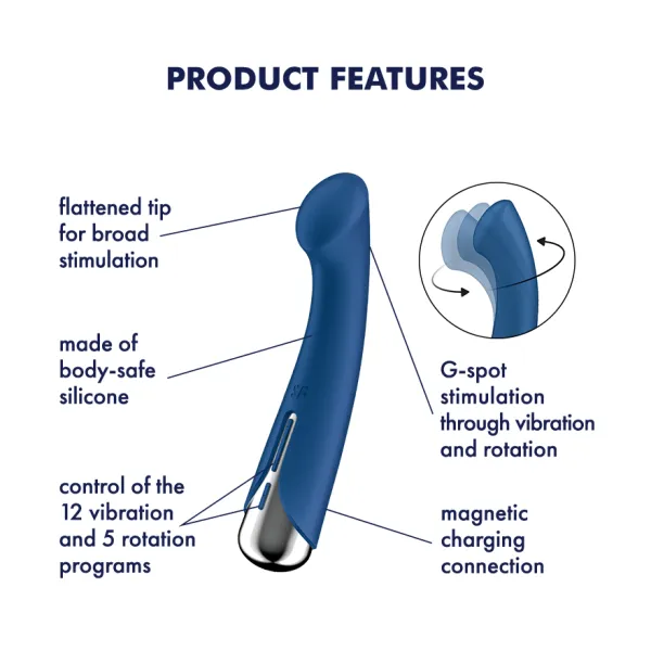 Vibrators Windsor Wholesale Satisfyer Spinning GSpot 1 Rechargeable Rotating Vibrator Blue