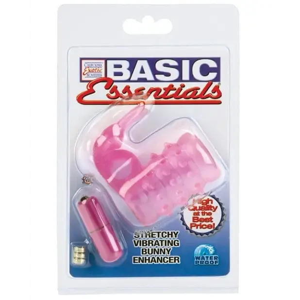 Vibrators CalExotics Basic Essentials Stretchy Vibrating Bunny Enhancer Pink Vibrators CalExotics Basic Essentials Stretchy Vibrating Bunny Enhancer Pink