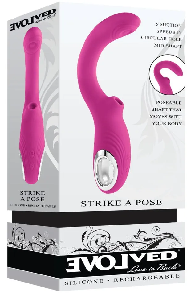 Evolved Strike A Pose Poseable Tapping Suction Vibrator Pink Evolved Vibrators