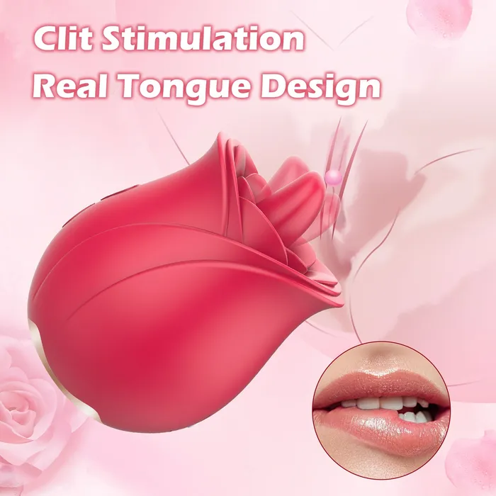 Female Sex Toys Amovibe Rose Vibrator with Tongue Licking Patterns