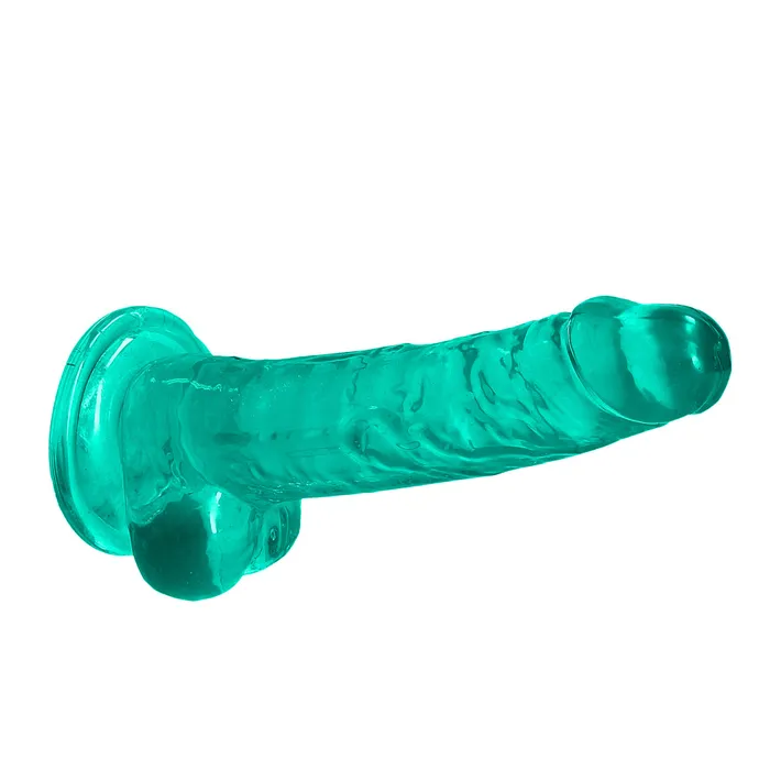 Shots Toys Dildos Shots Real Rock Crystal Clear 7 Inch Dildo With Balls Turquoise