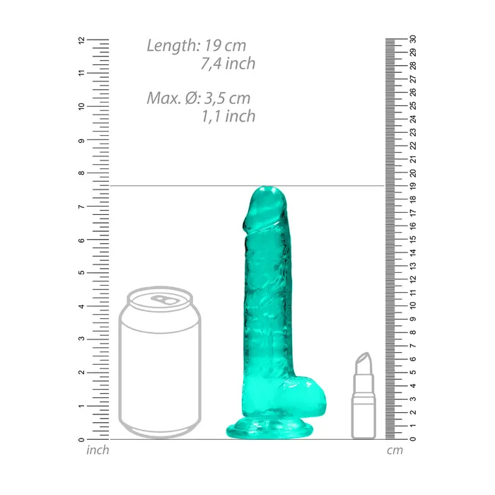 Shots Toys Dildos Shots Real Rock Crystal Clear 7 Inch Dildo With Balls Turquoise