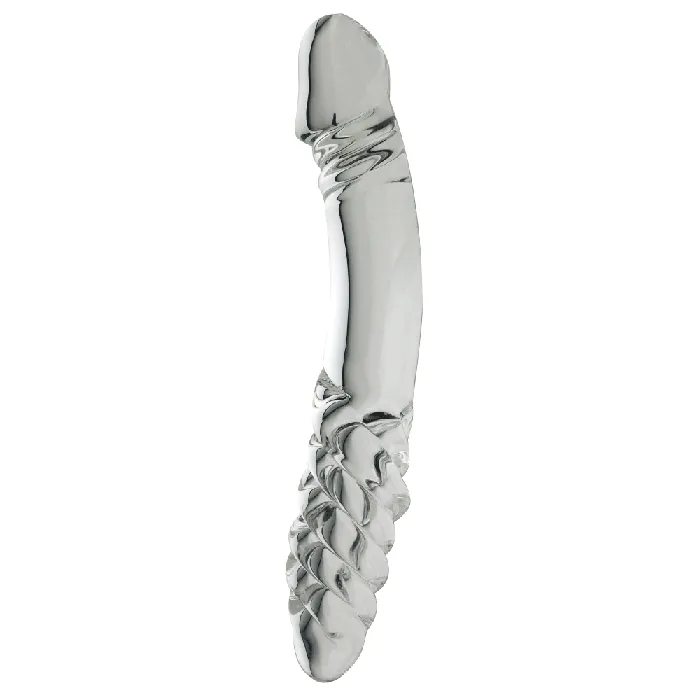Spartacus Blown Glass Double Dildo Twist Clear SPARTACUS Dildos