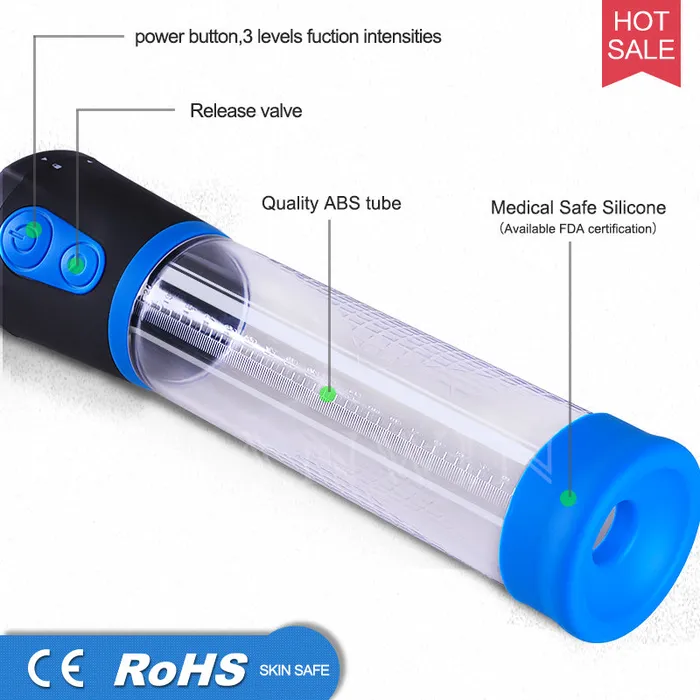Male Sex Toys LAZADASEXTOYS Electric Penis Enlargement Vacuum Pump USB Automatic Penis Male Massage Care Erection Extender Masturbator Enlarger Sex Toy
