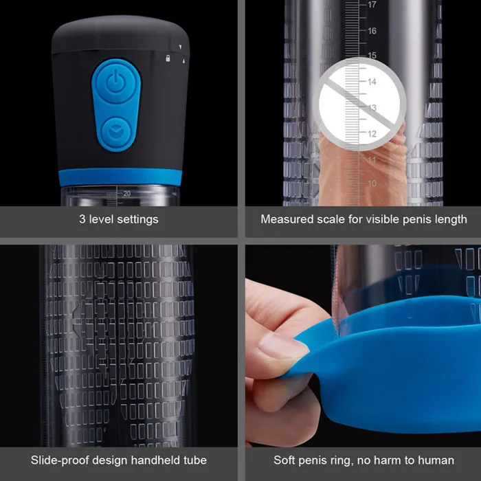 Male Sex Toys LAZADASEXTOYS Electric Penis Enlargement Vacuum Pump USB Automatic Penis Male Massage Care Erection Extender Masturbator Enlarger Sex Toy