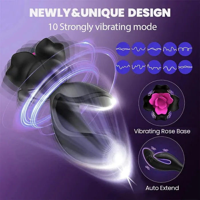 10Mode Vibrating Anal Plug Rose GSpot Toy Inyarose Male Sex Toys