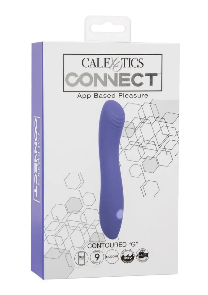 Connect Female Sex Toys Calexotics Connect Contoured G Rechargeable Silicone App Compatible GSpot Vibrator with Remote
