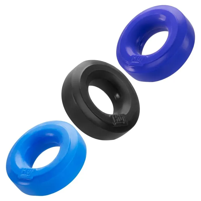Hunkyjunk Male Sex Toys Hunkyjunk HUJ3 Cock Ring 3 Pack Blue Black