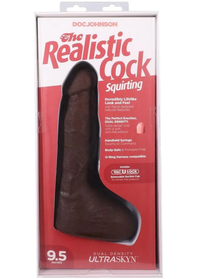 The Realistic Cock Female Sex Toys The Realistic Cock with Balls Ultraskyn Squirting with Removable VacULock Suction Cup